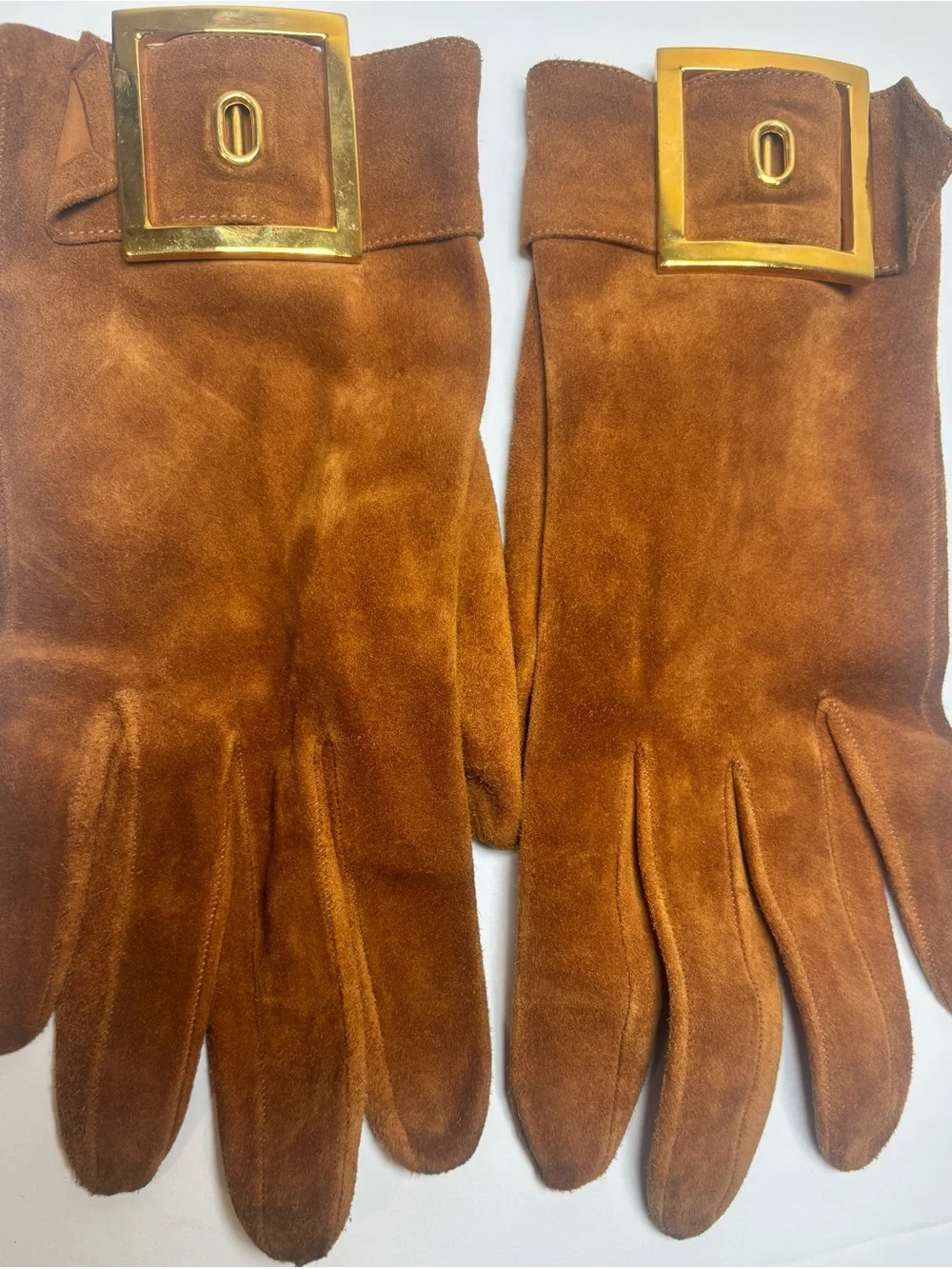 Rare Vintage Denise Francelle Paris Boutique Veal Leather Gloves Sz 7 GoldTone